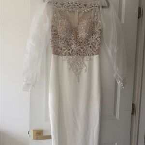 Elegant Ivory and Blush Embroidered Sheath Dress